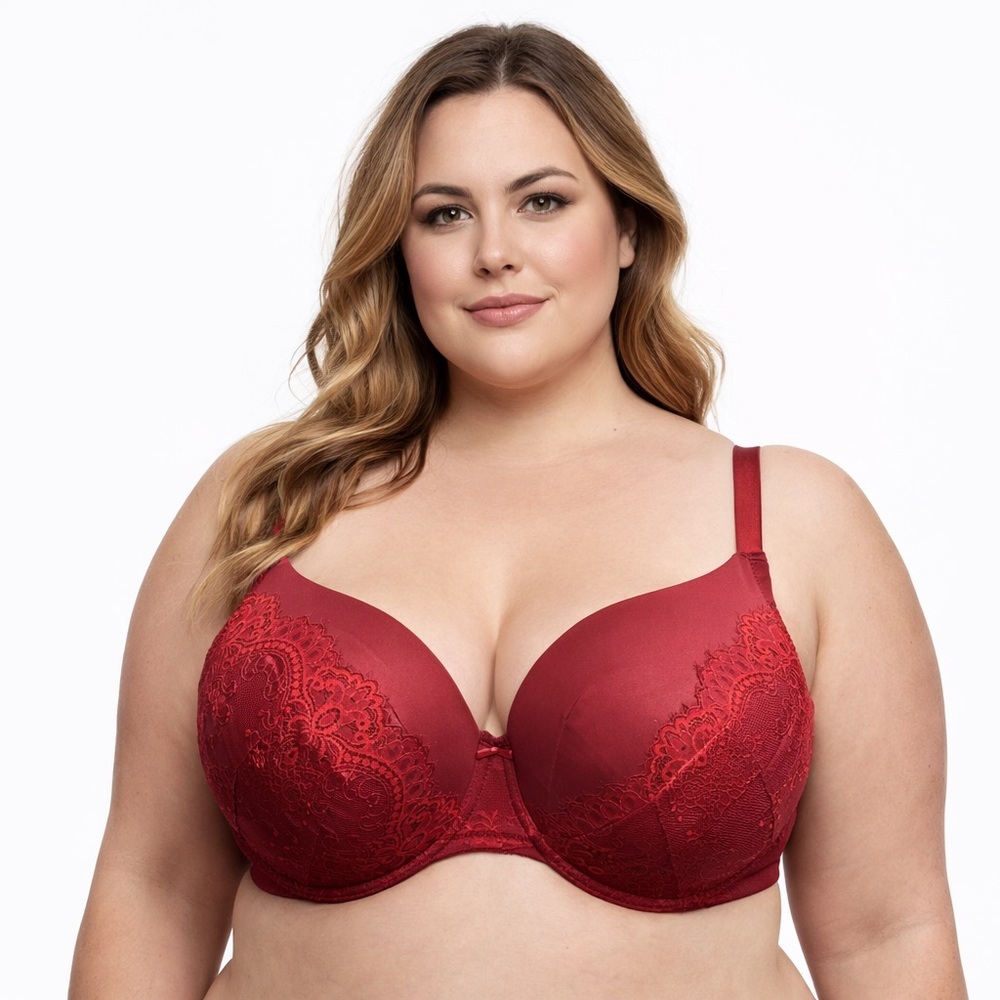 Cacique Elegant Red Lace Bra. 40DD. GUC